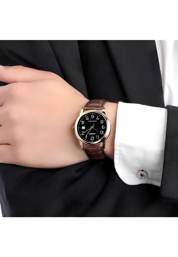 Reloj Mtp-V002gl-1b Hombre Analogo Cuero-2