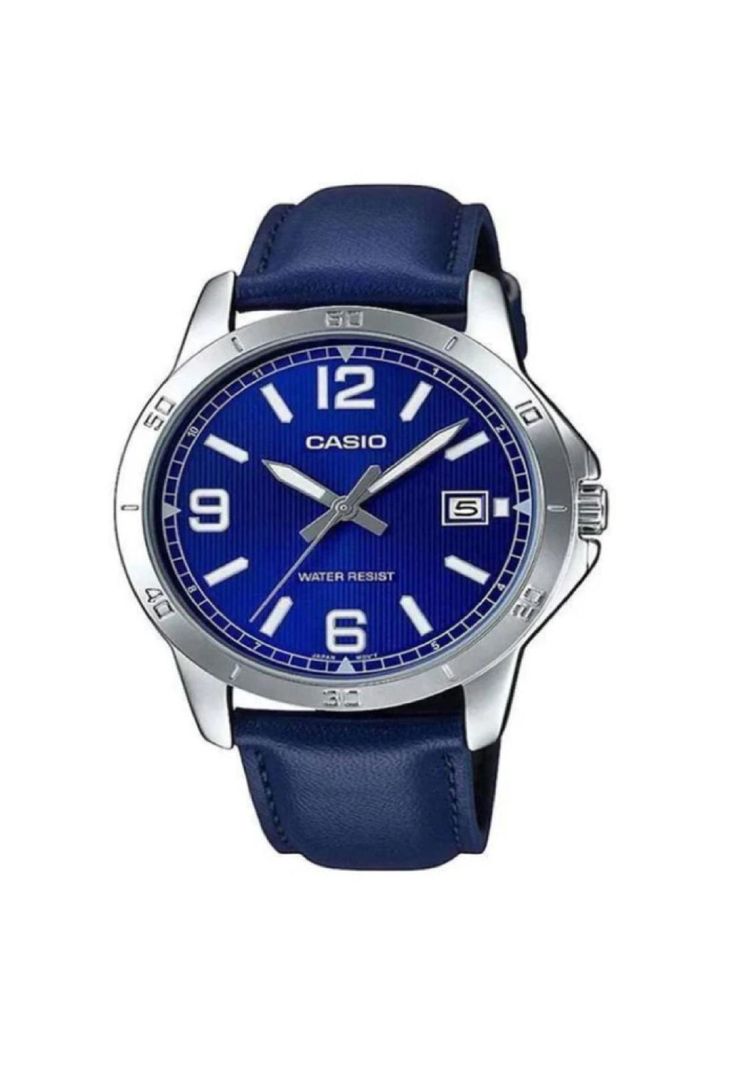 Reloj Mtp-V004l-2b Hombre Analogo Cuero-0