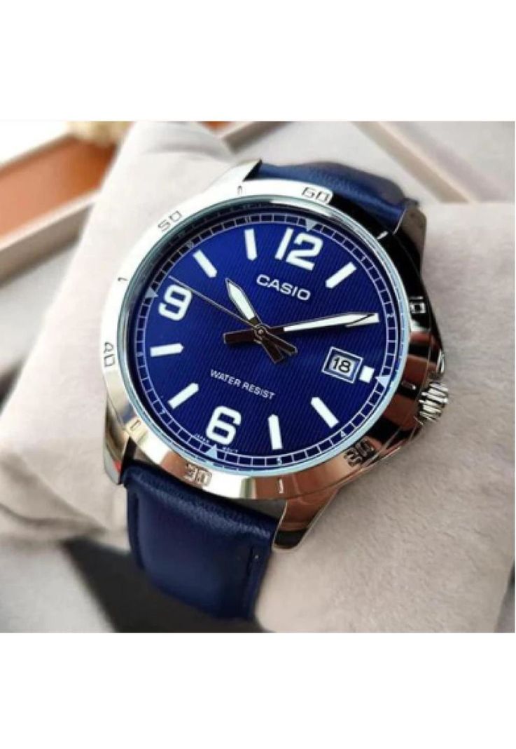 Reloj Mtp-V004l-2b Hombre Analogo Cuero-1