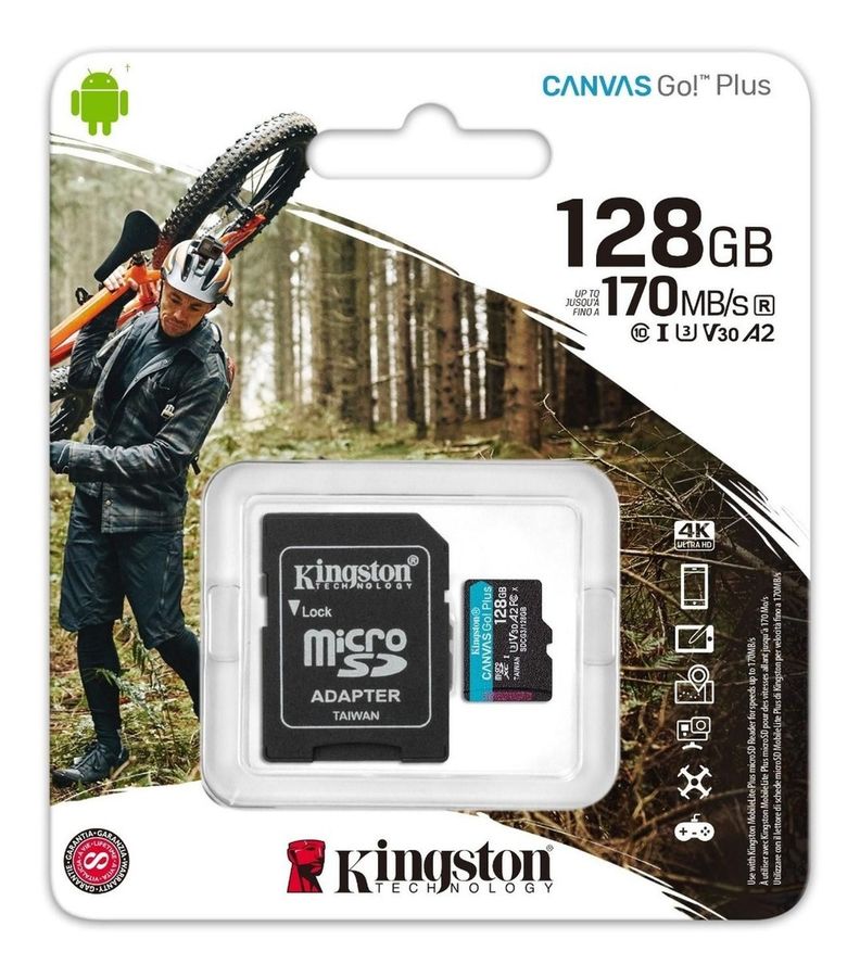 Microsd Kingston 128gb Canvas Go! Plus Uhs-i A2 V30 U3 C10-0