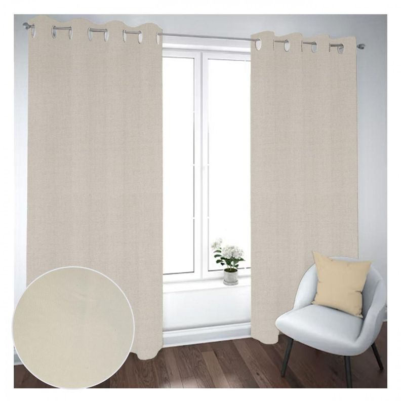 Cortina Black Out 2 Paños Decorativa Color Crema N° 81 (140X230)-0