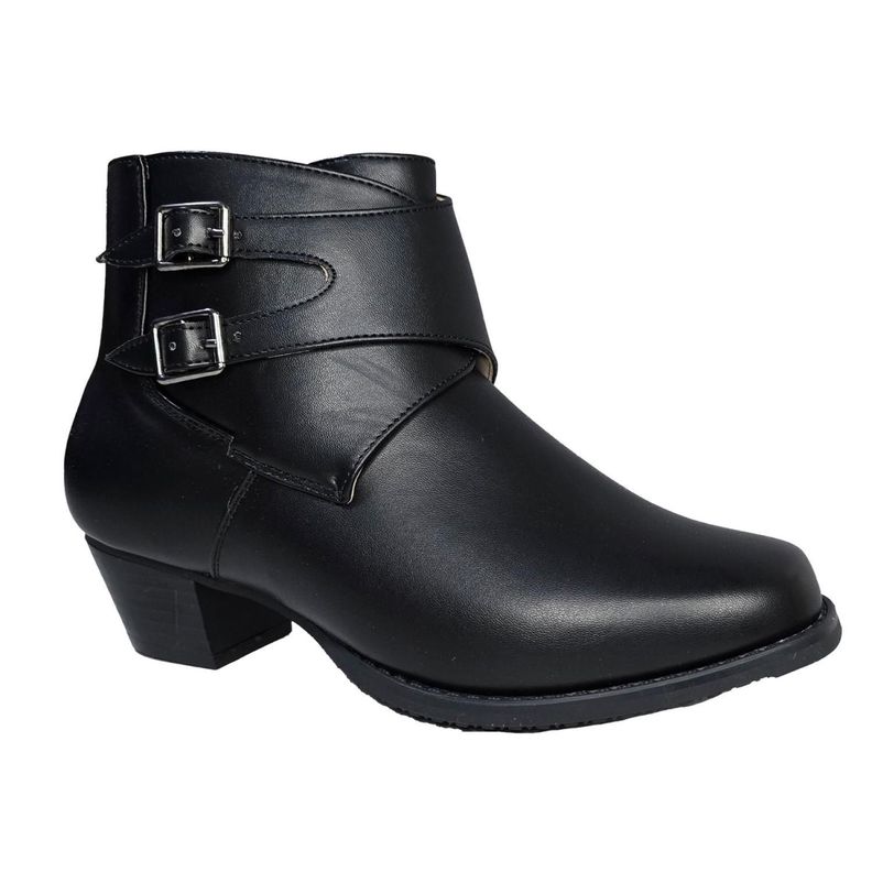 Botín Juvenil de Huaso 7604 Negro con Hebillas y Tacón Bajo-1