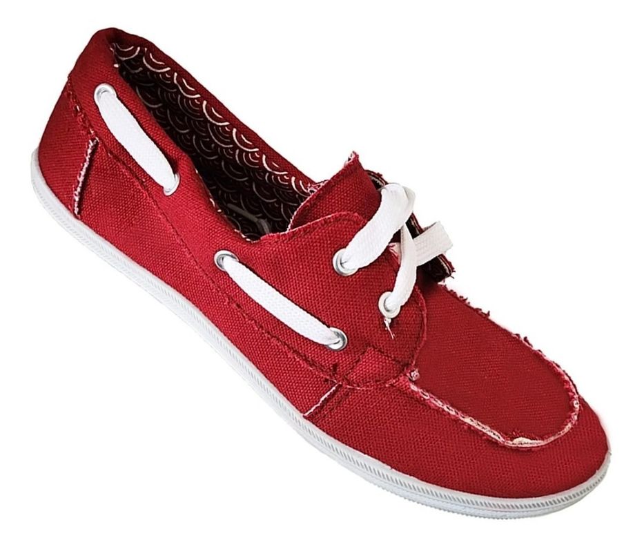 Mocasin Lona Unisex Casual Ligeros Liquidación Rojo 7073-0
