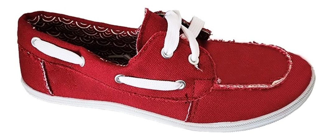 Mocasin Lona Unisex Casual Ligeros Liquidación Rojo 7073-1