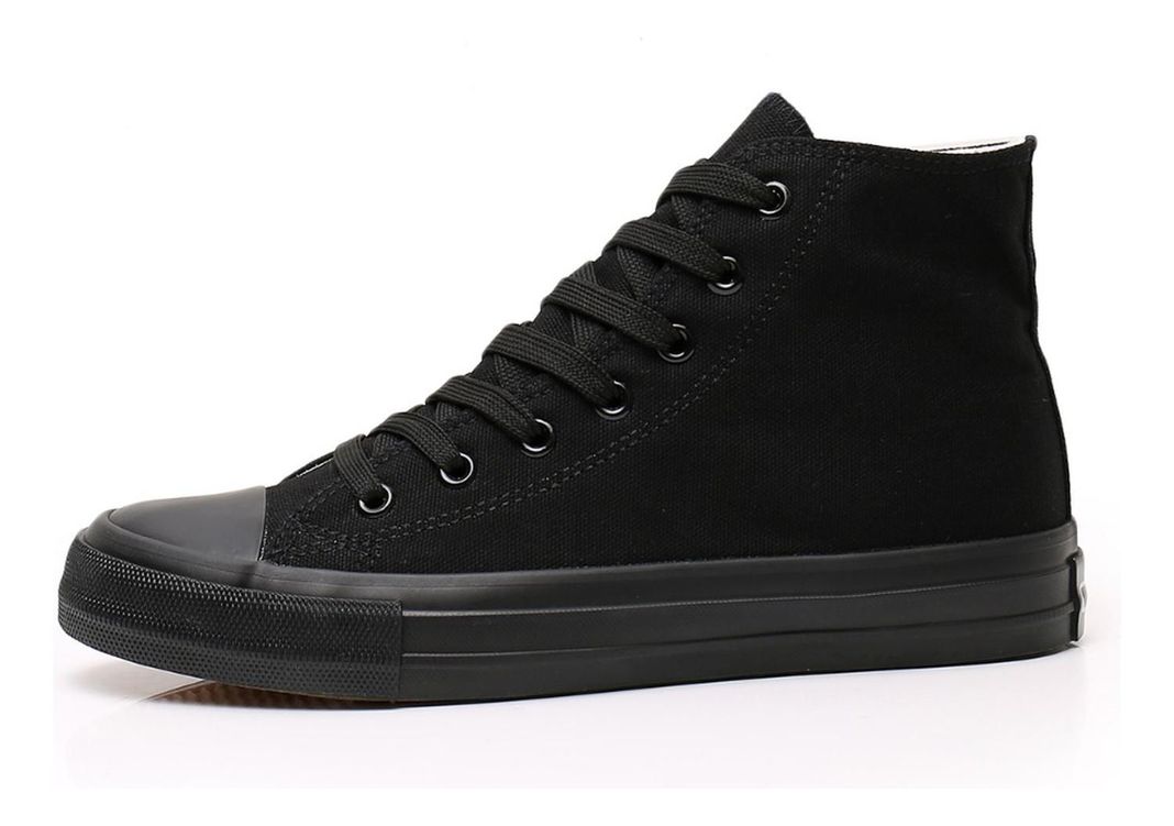 Zapatillas De Lona Con Caña Mujer Moda Urbanas-casual Negra 7259-0