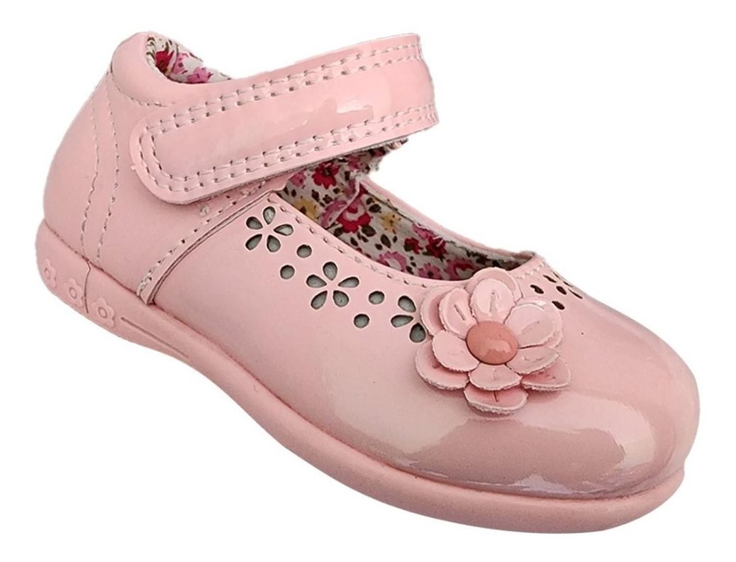 Zapato Infantil Niña Charol Fiestas Navidad Bautizo Rosado 7003-0