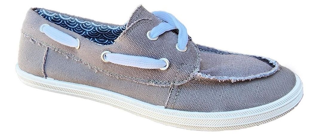 Mocasin Lona Unisex Casual Ligeros Liquidación Gris 7070-1