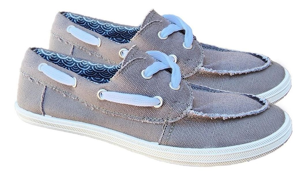 Mocasin Lona Unisex Casual Ligeros Liquidación Gris 7070-2
