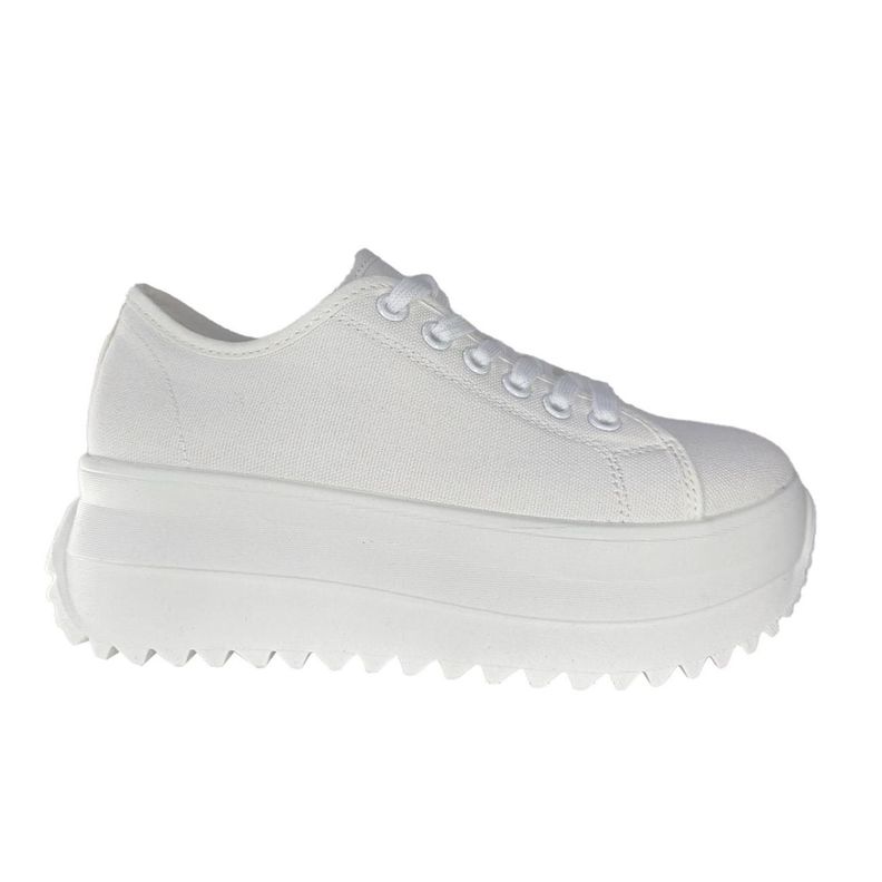 Zapatillas Blancas de Lona con Plataforma Tendencia 7519-0