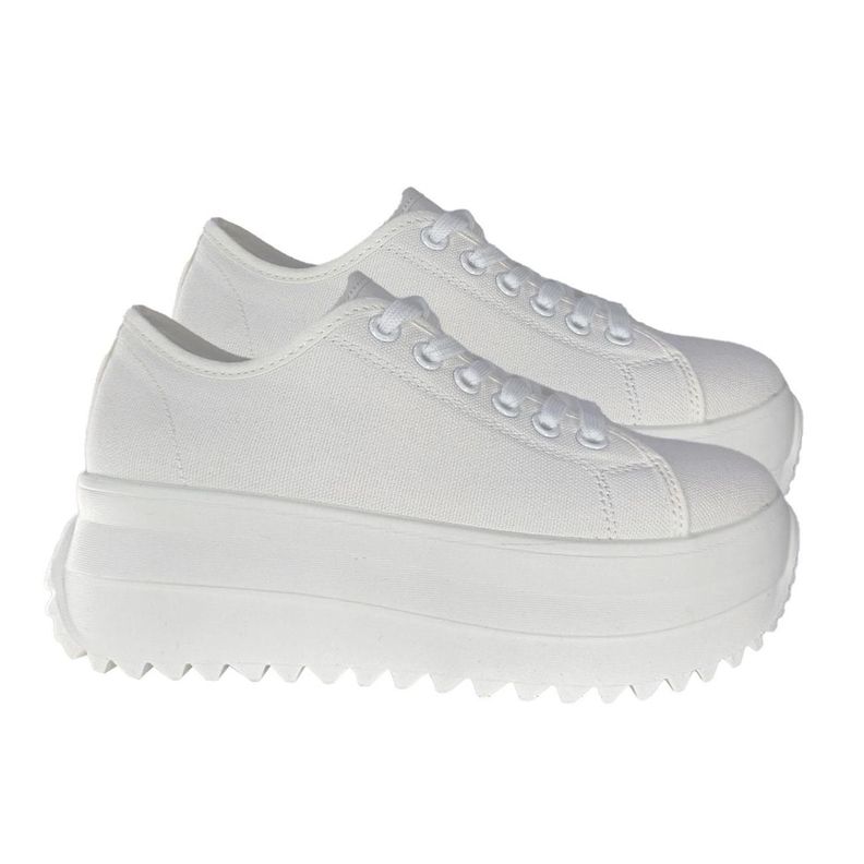 Zapatillas Blancas de Lona con Plataforma Tendencia 7519-1