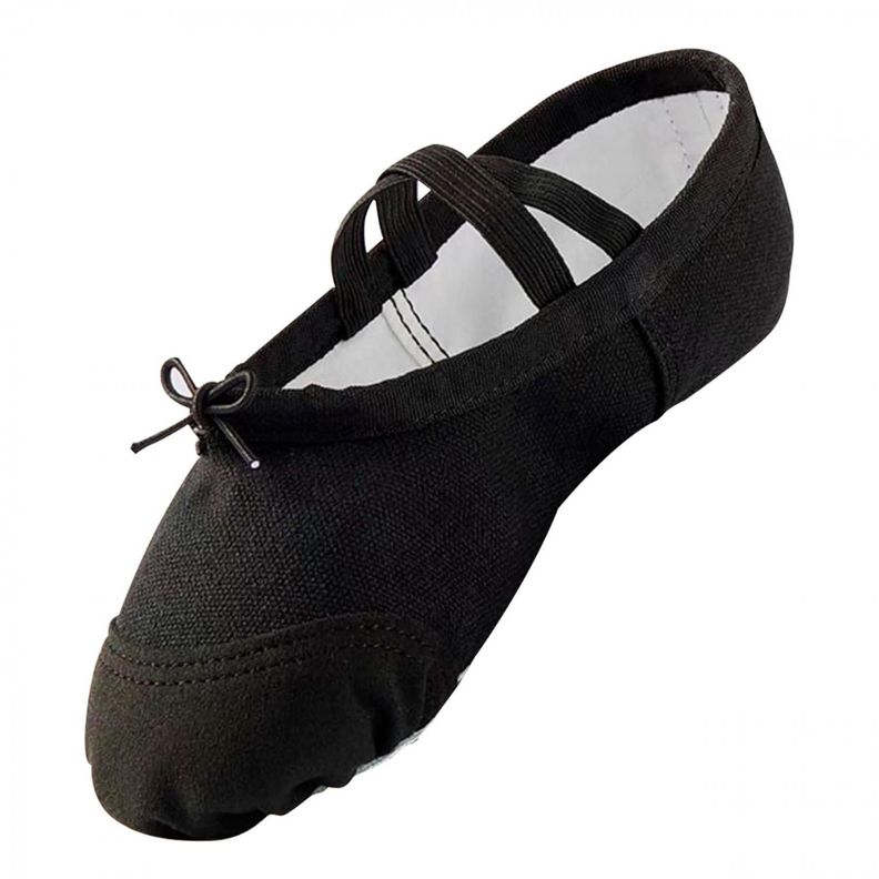 Zapatillas Media Punta Lona Y Gamuza Ballet Niña Negro 7702-0