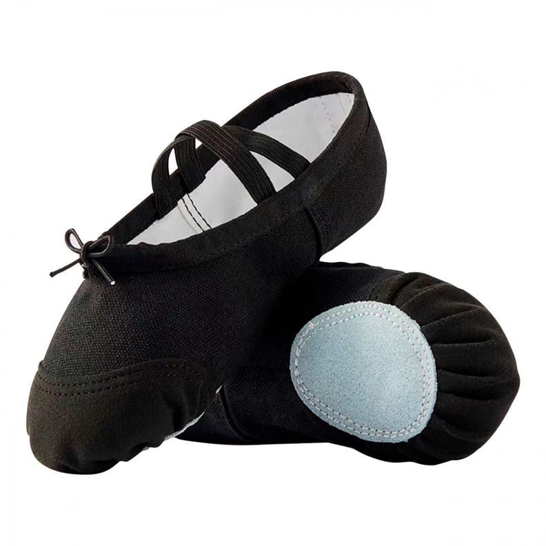 Zapatillas Media Punta Lona Y Gamuza Ballet Niña Negro 7702-1