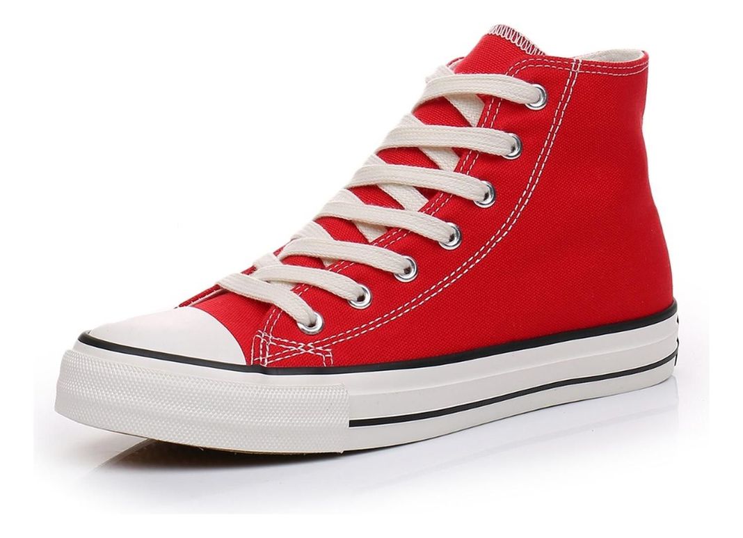 Zapatillas De Lona Con Caña Mujer Moda Urbanas-casual Rojo-7256-0
