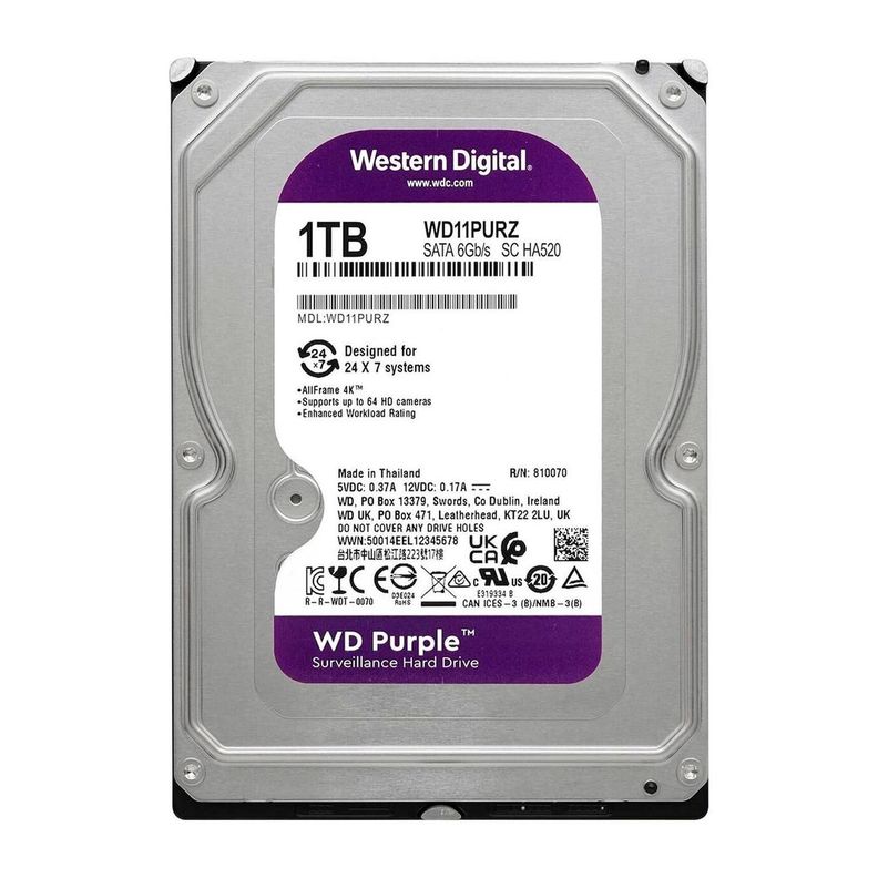 Disco Duro Western Digital Wd Purple 3.5 1tb Sata 5400 Rpm-1