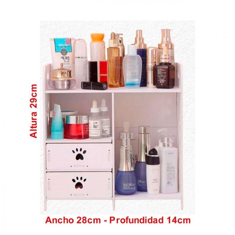 Mueble estante Organizador Blanco con Cajones Huella - 29cm de Alto-2