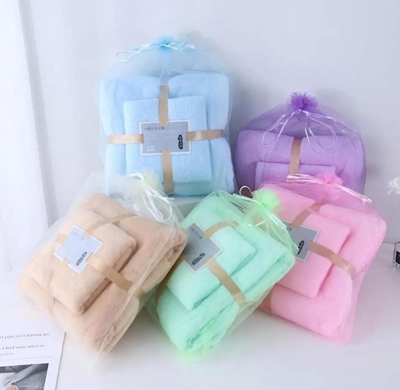 Set Toallas De Mano + Toallon Lisa ROSA-1