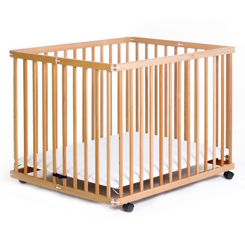 Corral Cuna 2 en 1 Altura Ajustable en Madera Happy Dino-0