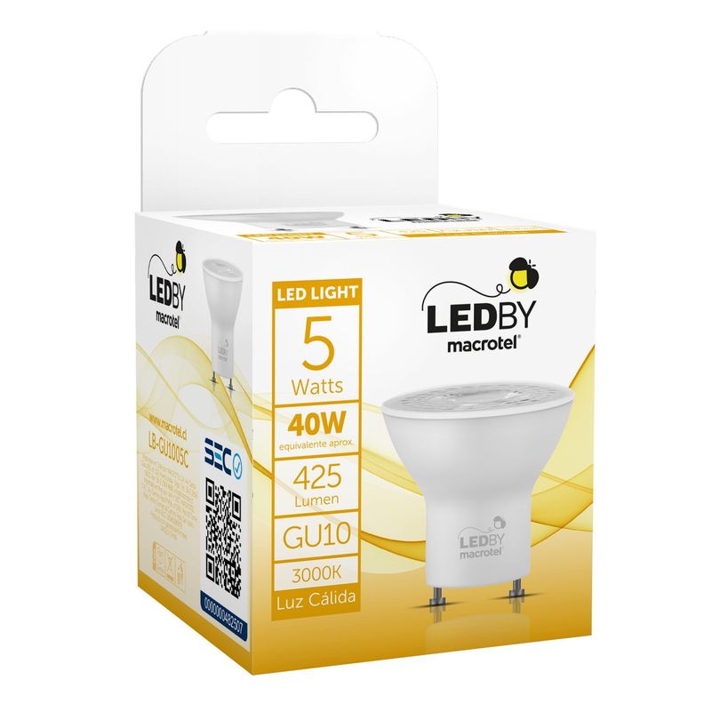 Ampolleta Led gu10 5w Luz Cálida-1