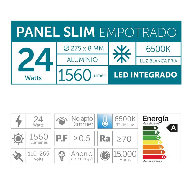 Plafón Empotrado 24w Luz Fría-2