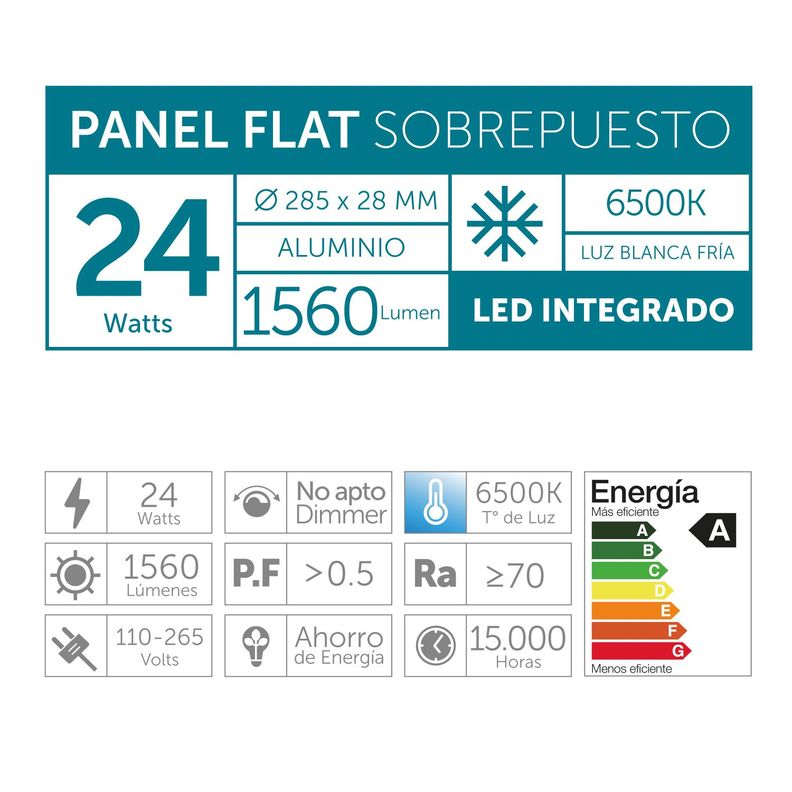 Plafón Sobrepuesto 24W Luz Fría Aluminio-2