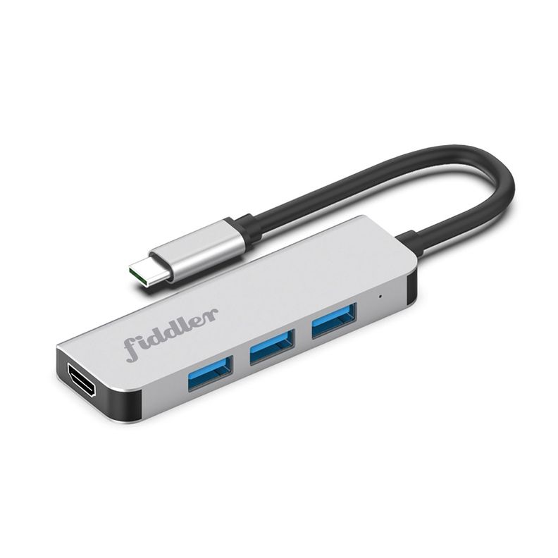 Adaptador USB C a HDMI 4K/30Hz + 3 USB 3.0/5Gbps Fiddler-0