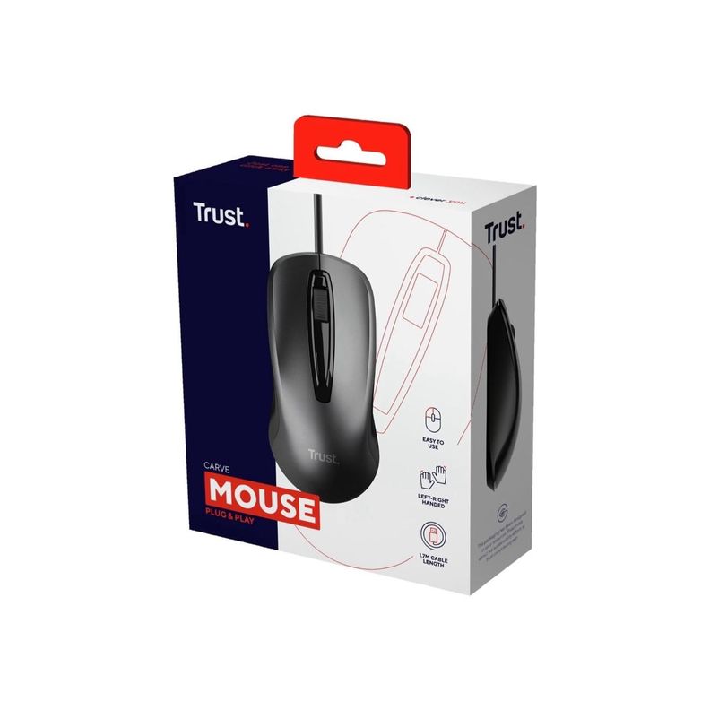 Mouse Carve Óptico Negro con Cable-2
