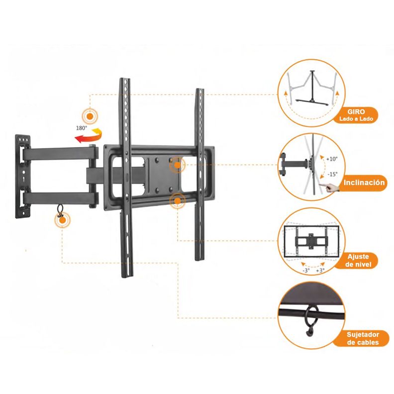 Soporte TV Universal Brazo Móvil Articulado 37"- 70" MV106-7