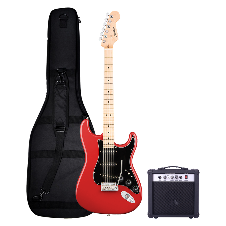 Guitarra Eléctrica Fiddler Roja + Amplificador 10W-0