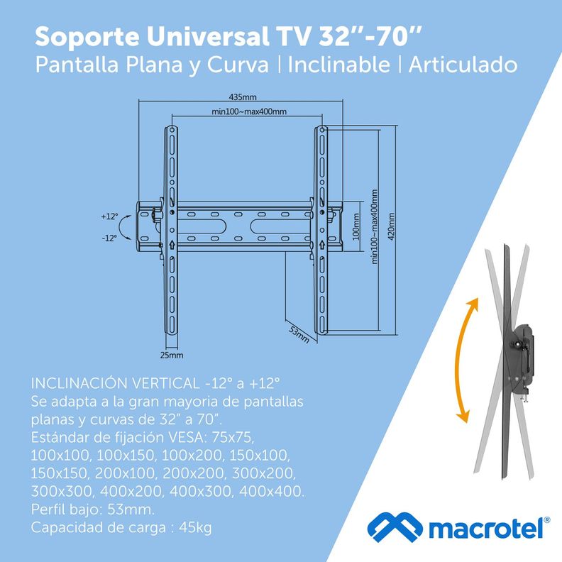Soporte TV Inclinable Macrotel 32-70 Pulgadas-4
