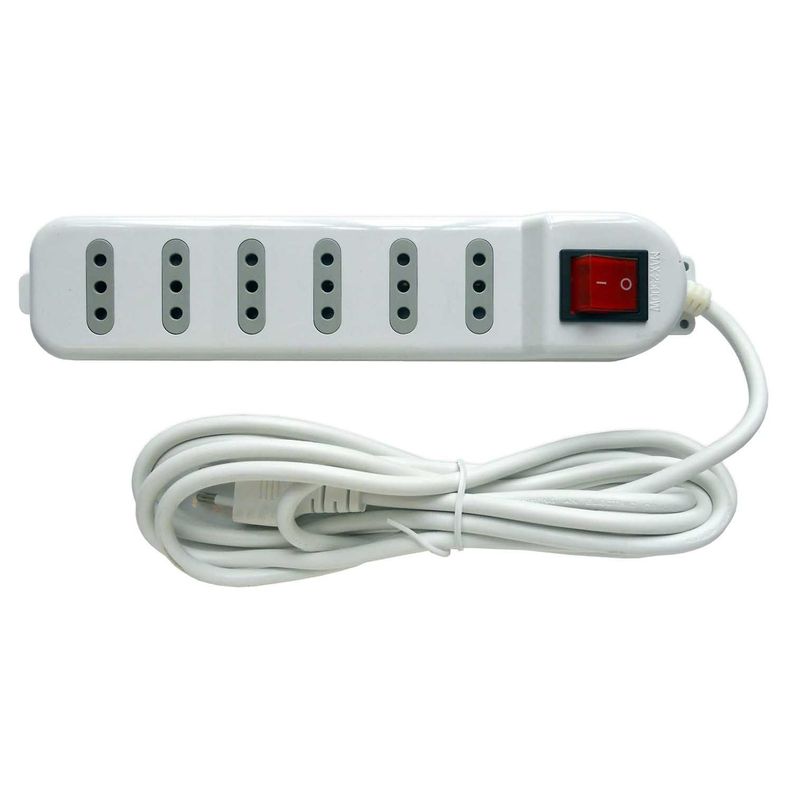 Alargador Zapatilla con Switch - 6 posiciones 3 Mts Blanco-0