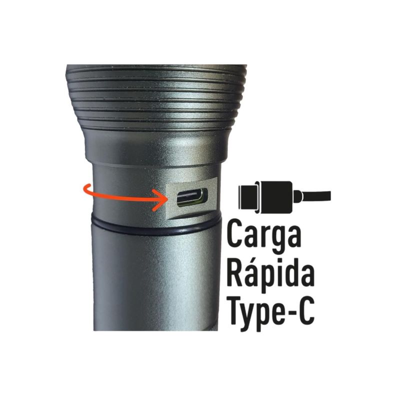 Linterna Led Táctica Recargable 1600 Lúmenes-3