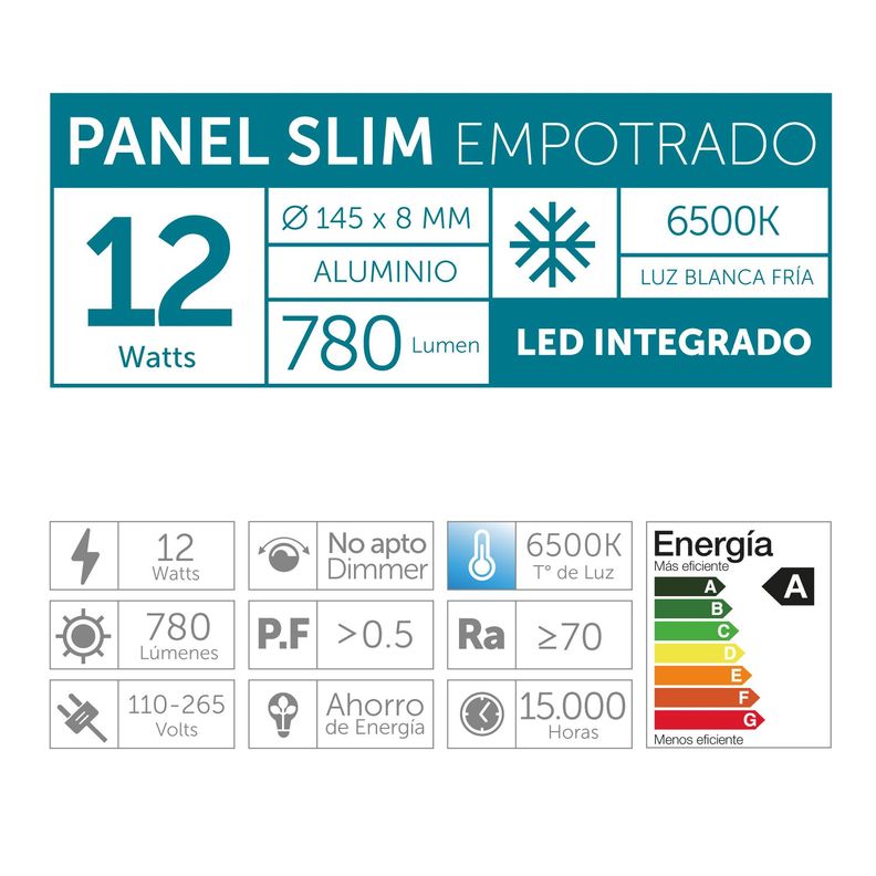 Plafón Empotrado 12W Luz Fría-2