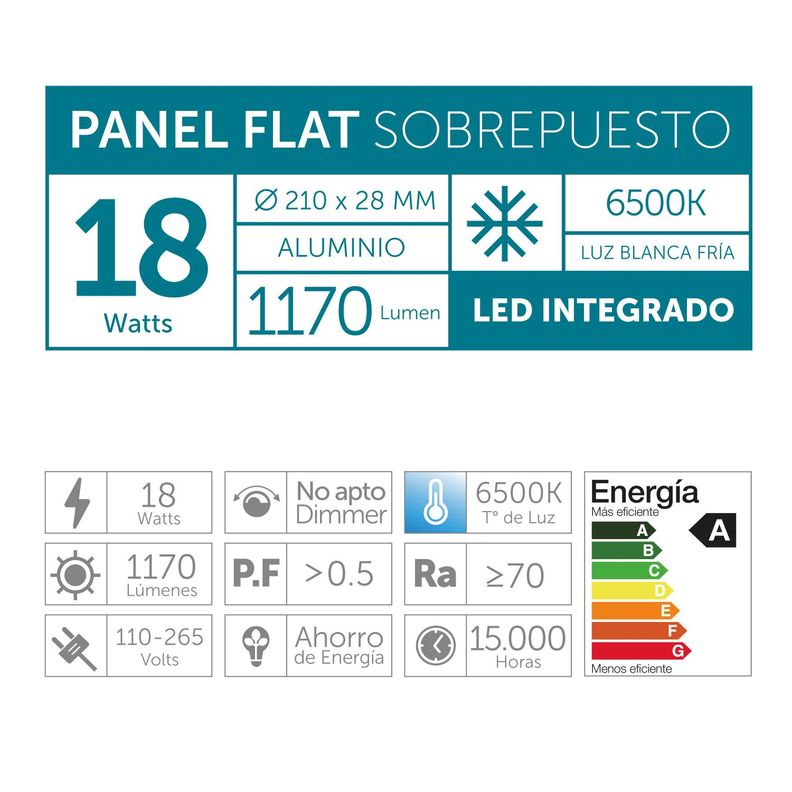 Plafón Sobrepuesto 18w Luz Fría Aluminio-2