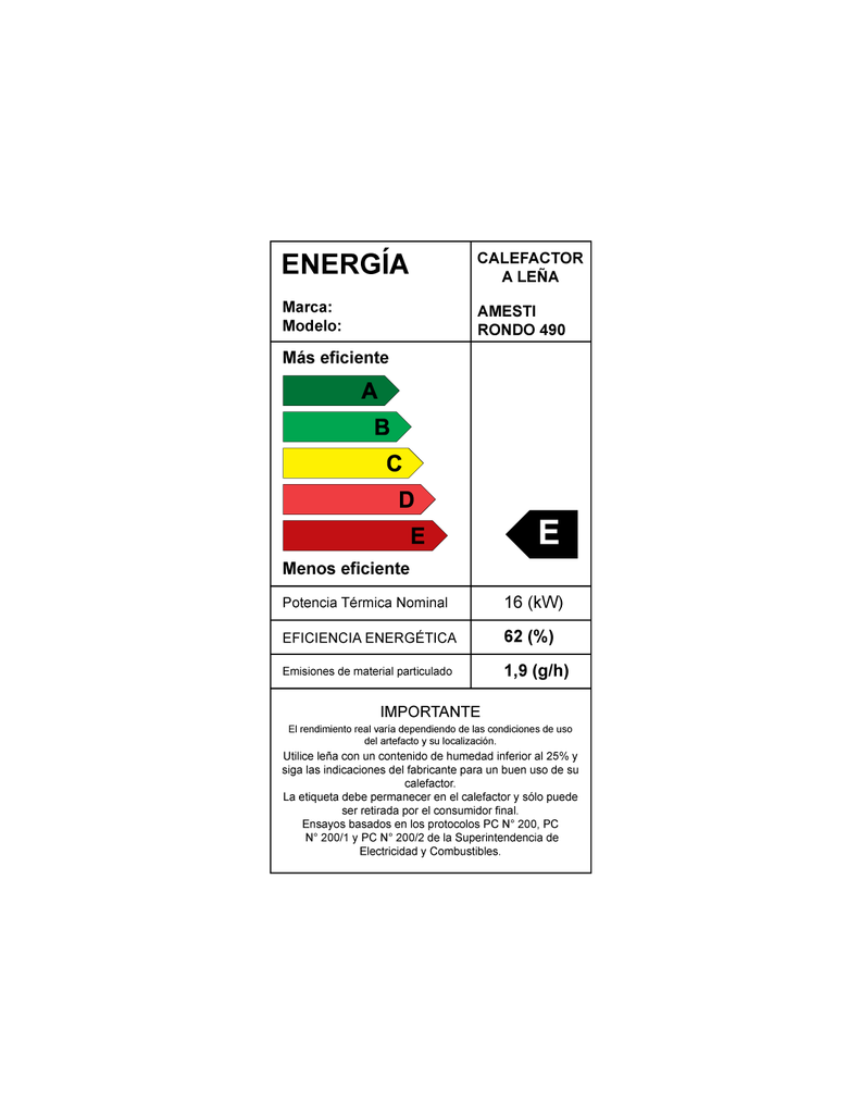 Calefactor a leña Amesti Rondo 490-3