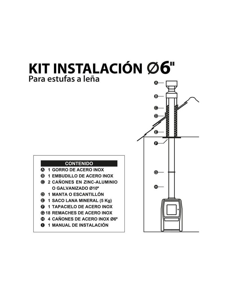 Kit de Instalación a leña 6 Pulgadas Amesti-1