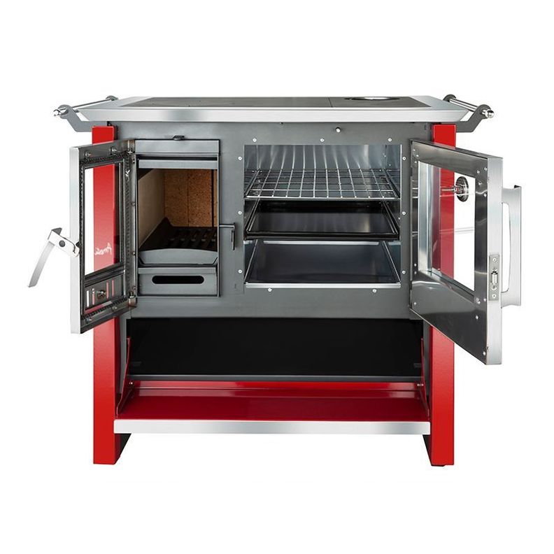 COMBO COCINA A LEÑA ALLEGRA ROJA AMESTI +KIT INSTALACION 5"-1