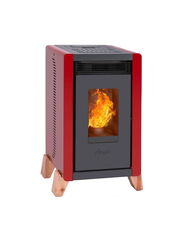 Estufa a pellet Bambu 6000 roja Amesti-0