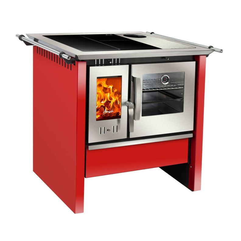 COMBO COCINA LEÑA ALLEGRA VITROX ROJA AMESTI+KIT INSTALACION 5"-3