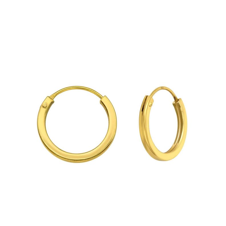 Argollas Cuadradas 14mm Bañadas en Oro-0