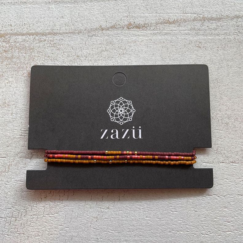 Pack Pulseras Mostaza, Café y Terracota con Mostacillas Bañadas en Oro-1