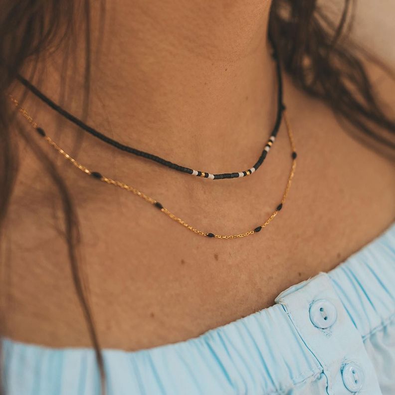 Choker Yanay con Mostacillas de Plata Bañadas en Oro-2