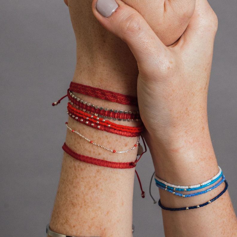 Pulsera Telar Ancha Roja-2