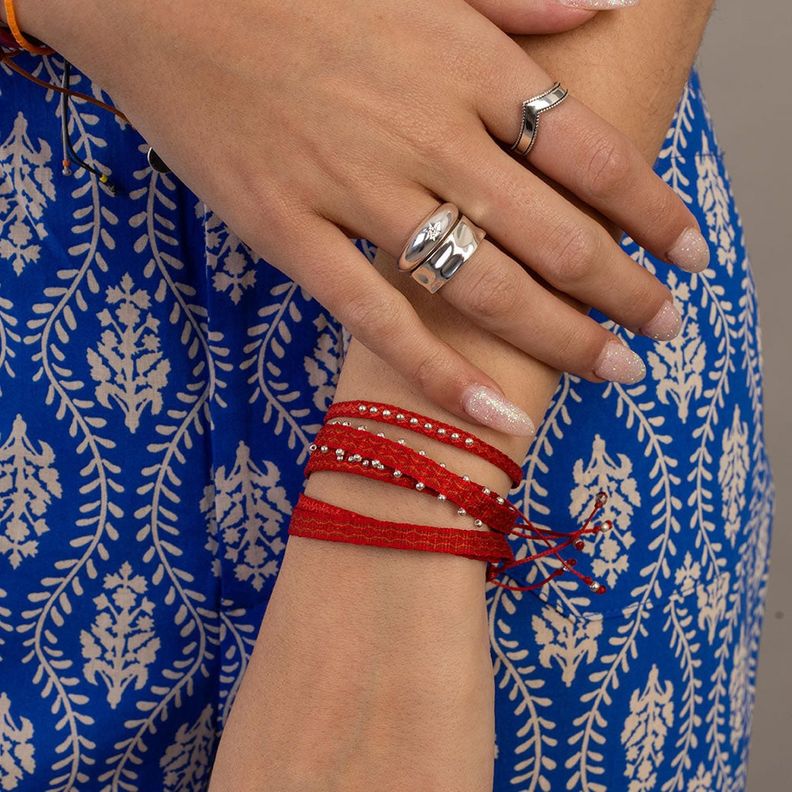 Pulsera Telar Ancha Roja-3