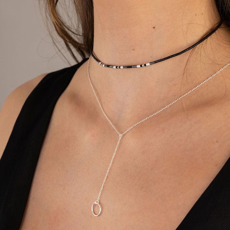 Choker Yanay con Mostacillas de Plata-3