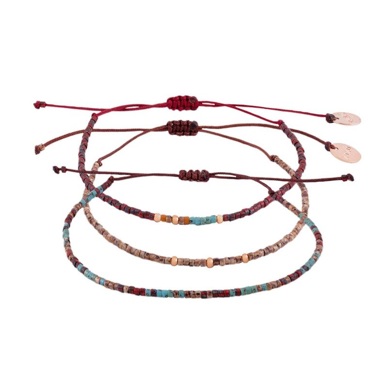 Pack Pulseras Picasso Rojas con Mostacillas Bañadas en Oro-0