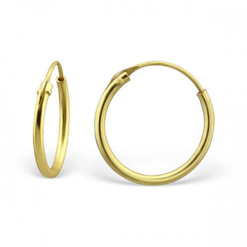 Argollas de plata bañadas en oro 14mm-0