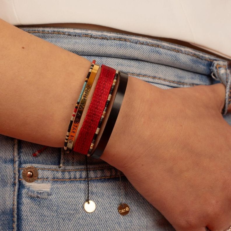 Pulsera Yanay con Mostacillas de Plata Bañadas en Oro-2