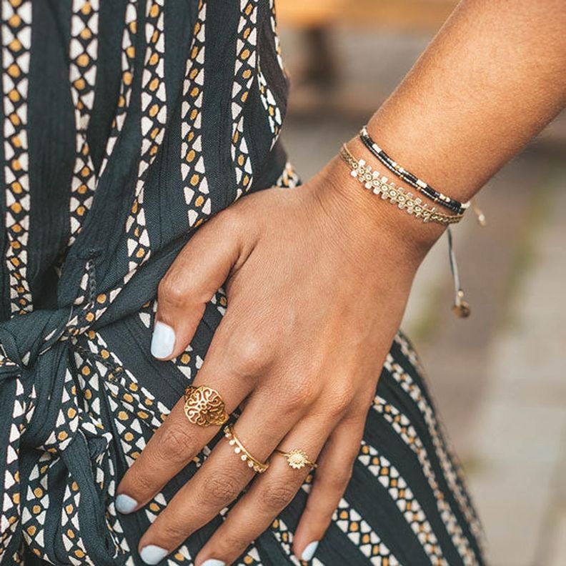 Pulsera Yanay con Mostacillas de Plata Bañadas en Oro-4