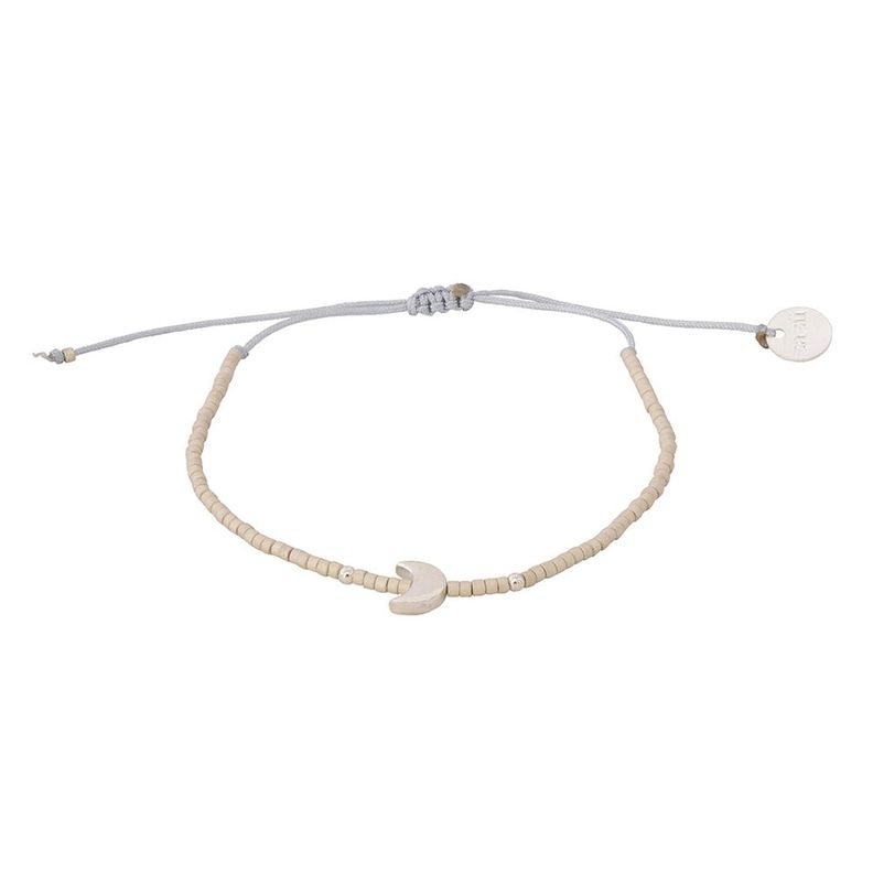 Pulsera Marfil con Luna y Mostacillas de Plata-0
