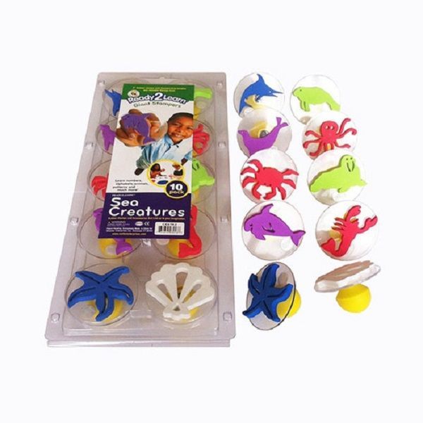 Timbres De Animales Del Océano Jumbo Con Base Transparente-0
